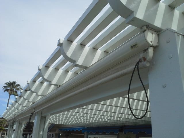 A patio cover with design