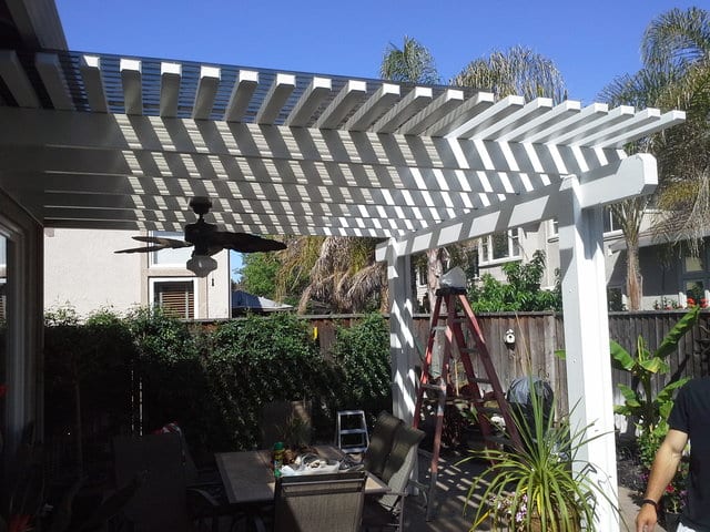 A patio cover with a pattern